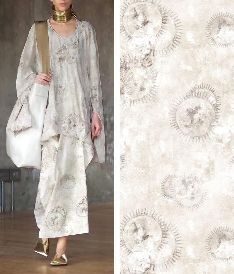 "Temática de dibujos en tonos neutros y serenos"