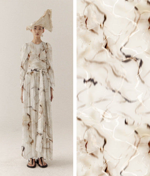 "Temática de dibujos en tonos neutros y serenos"